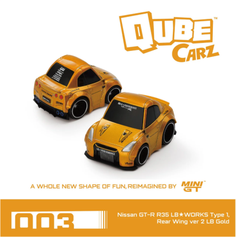 Mini GT Nissan GT-R (R35) LB WORKS Type 1, Rear Wing ver 2 LB Gold