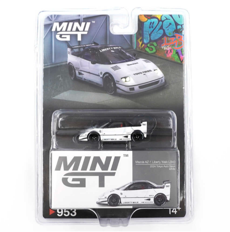 Mini GT 1/64 Mazda AZ-1 Liberty Walk LB40 White 2024 Tokyo Auto Salon - Blister Paket
