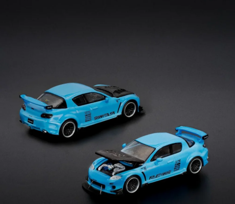 Poprace 1/64 MAZDA RX-8 RE-AMEMIYA LIGHT BLUE Diecast
