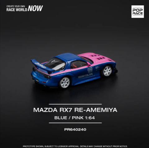 POPRACE 1:64 MAZDA RX7 RE-AMEMIYA - MAVİ/PEMBE